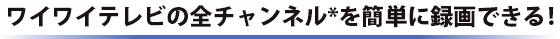 ワイワイネットの全チャンネルを簡単に録画できる。