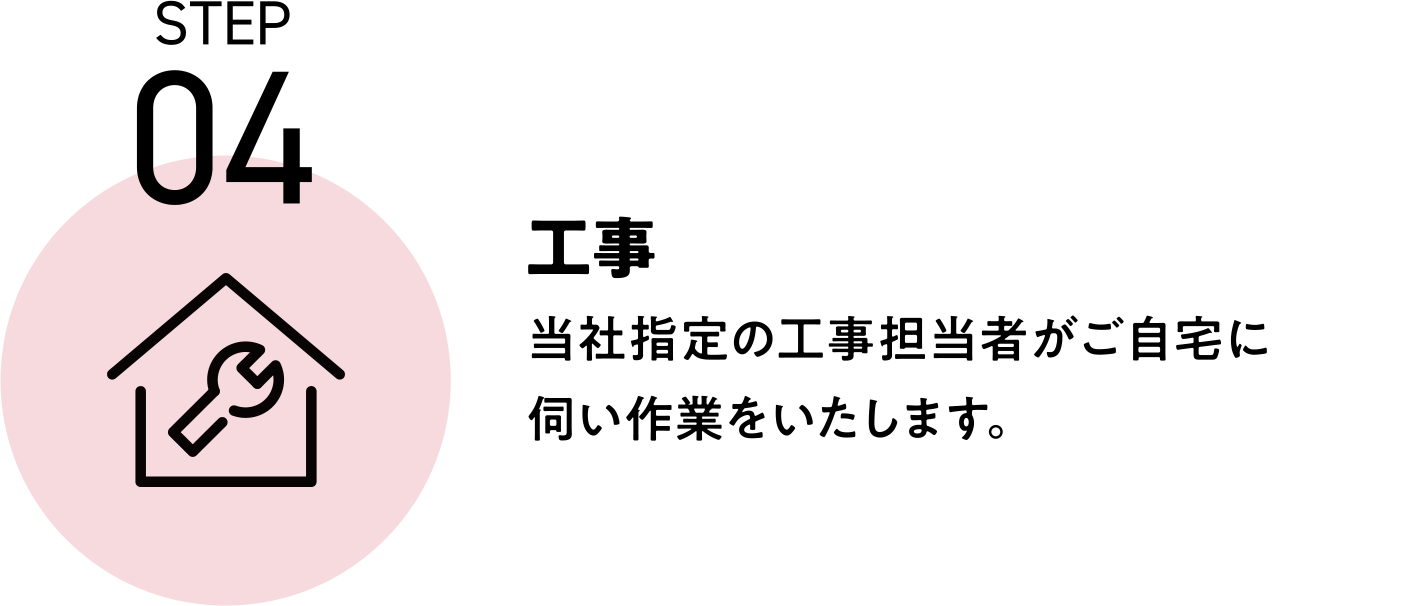 STEP04 工事 当社指定の工事担当者がご自宅に伺い作業をいたします。